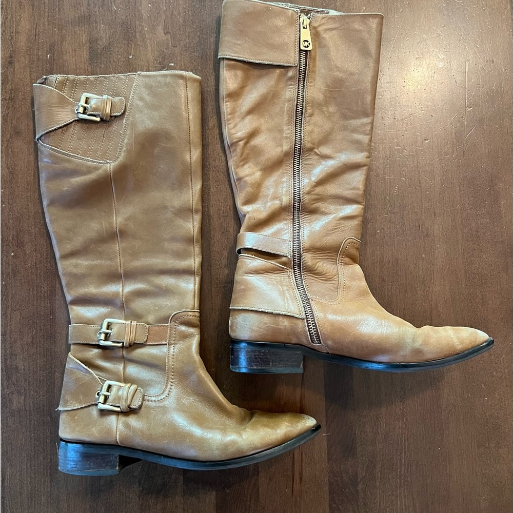 Michael Kors Tan Leather Calf Length Fall Boots